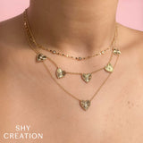 0.02CT DIAMOND BEZEL RIBBED HEART NECKLACE