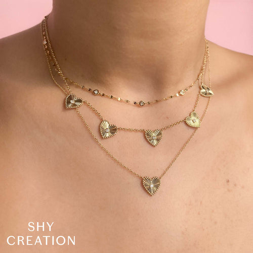 0.02CT DIAMOND BEZEL RIBBED HEART NECKLACE