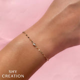 0.10CT 7" BEZEL-SET DIAMOND STATION SPARKLE CHAIN BRACELET