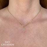 0.06CT DIAMOND CROSS SPARKLE CHAIN NECKLACE