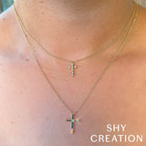 0.03CT DIAMOND BEZEL CROSS NECKLACE