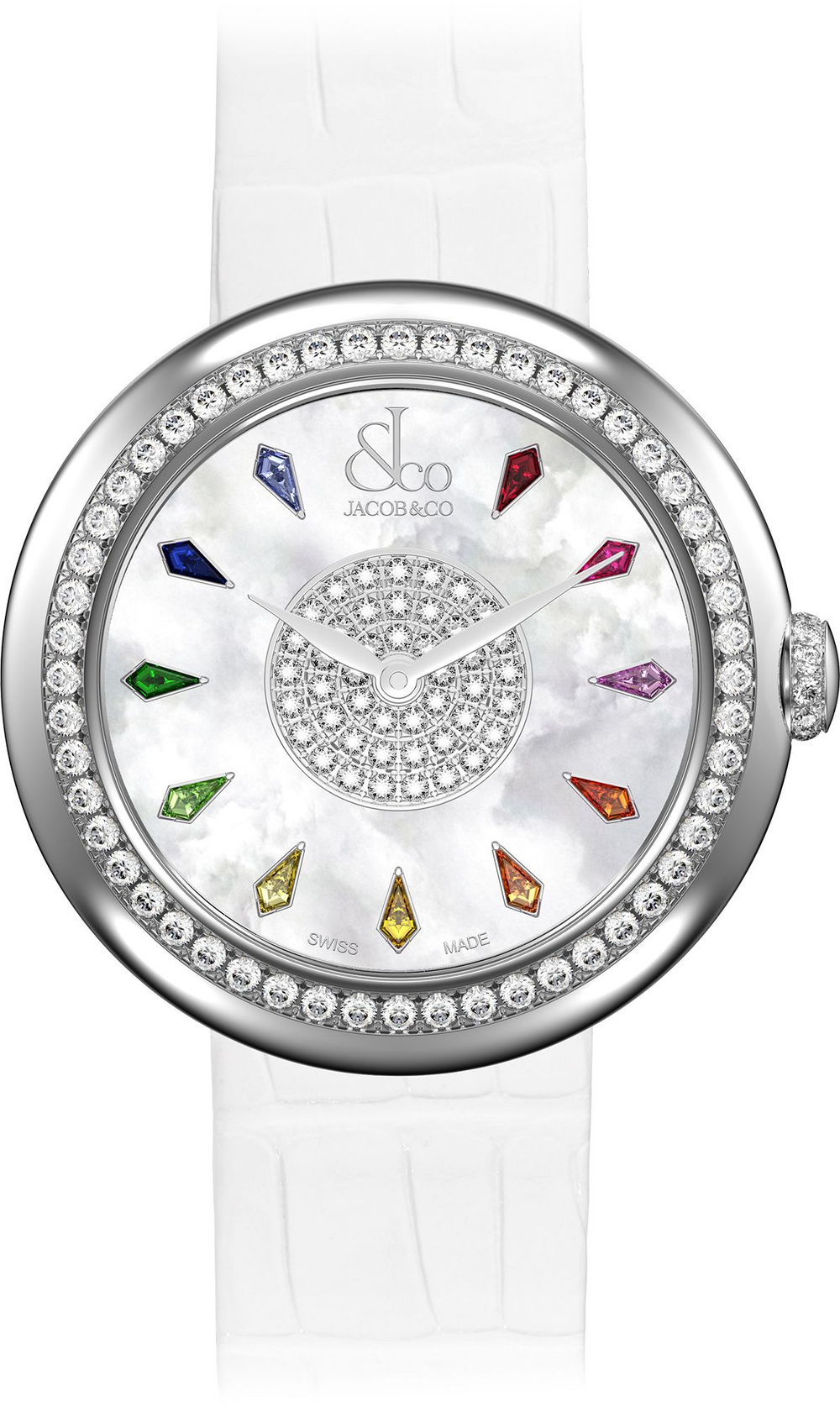 Jacob & Co. Brilliant Rainbow Sapphires In Stainless Steel 34 mm Watch