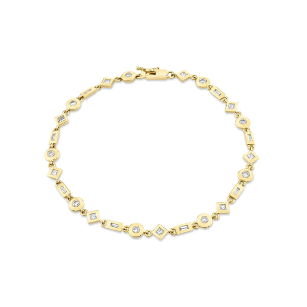 MICHAEL M Bracelets 14K Yellow Gold / Small Mixed Shape Bezel Tennis Bracelet BR410