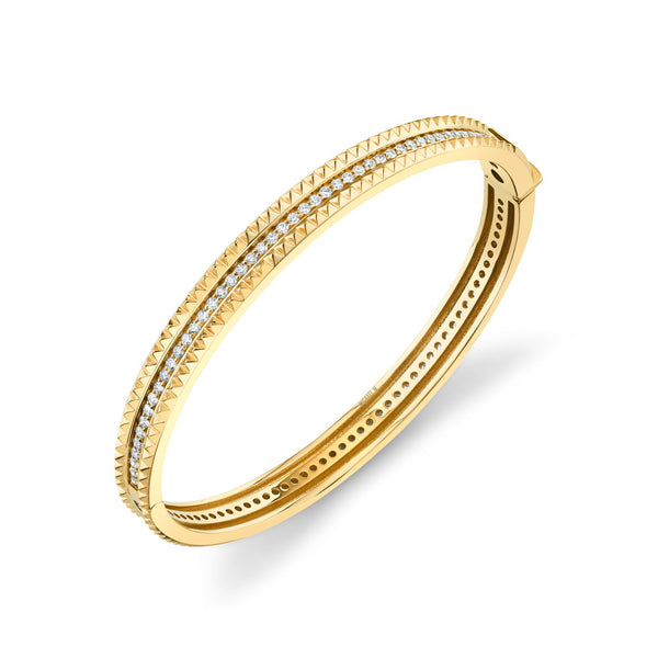 MICHAEL M Bracelets 14K Yellow Gold / Small Tetra Pavé Bangle BR395M