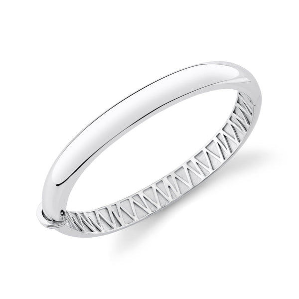 MICHAEL M Bracelets Polished Silver Orb Split Hinged Bracelet
