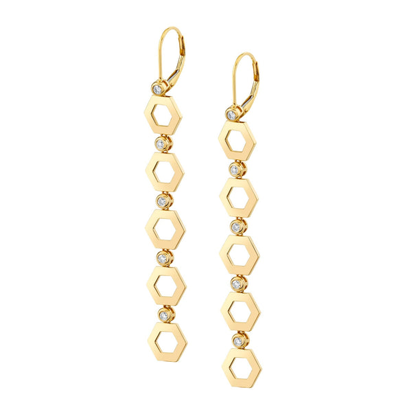 MICHAEL M Earrings 14K Yellow Gold Plain Hex Long Infinity Earrings ER500