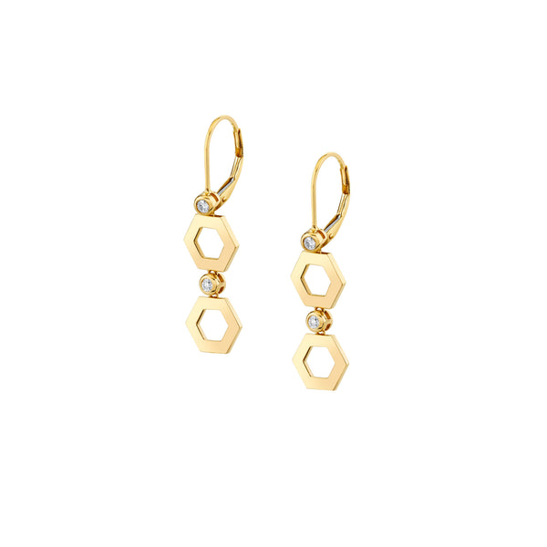 MICHAEL M Earrings 14K Yellow Gold Plain Hex Short Infinity Earrings ER516