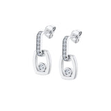 Link Earrings with Bezel Set Diamond