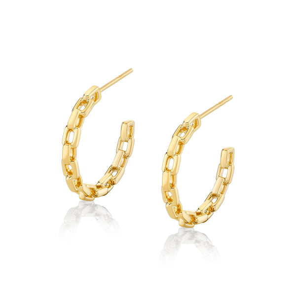 MICHAEL M Earrings 18K Yellow Gold Link Chain Hoops ER628