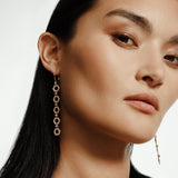Pavé Hex Long Infinity Earrings