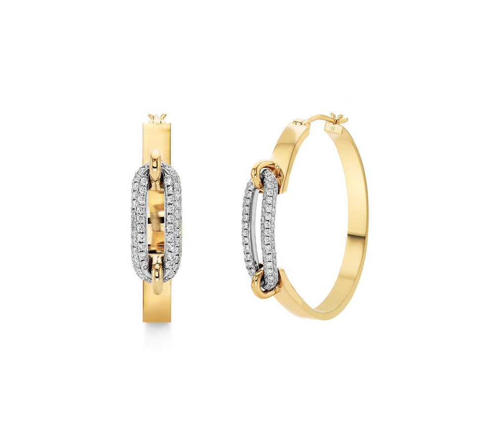 Pavé Luxe Link Hoop Earrings