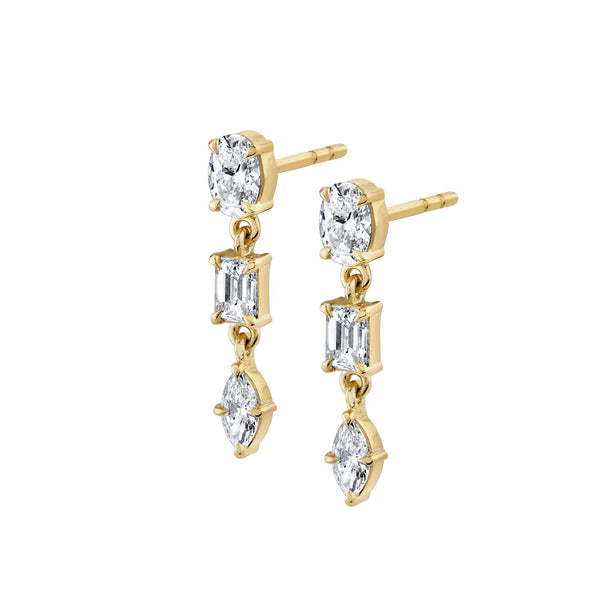 MICHAEL M Fashion Earrings Montage 3 Stone Drop Earrings