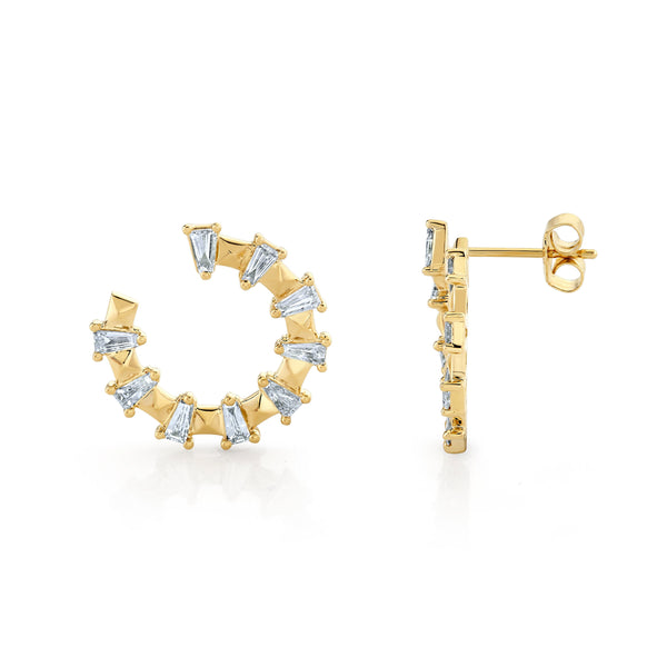 MICHAEL M Fashion Earrings Montage Baguette Front-to-Back Hoops