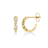 Mini Montage Emerald and Princess Cut Diamond Hoops