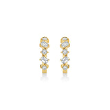 Mini Montage Emerald and Princess Cut Diamond Hoops