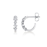 Mini Montage Emerald and Princess Cut Diamond Hoops