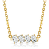 Mini Montage Emerald Cut Diamond Bar Necklace