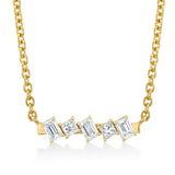 Mini Montage Emerald & Princess Diamond Bar Necklace