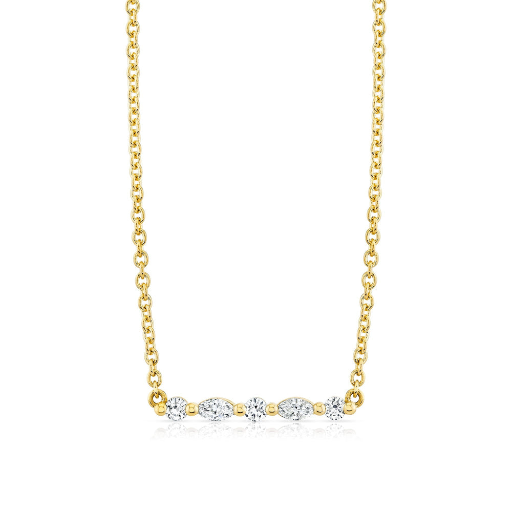Mini Montage Marquise and Round Cut Diamond Bar Necklace