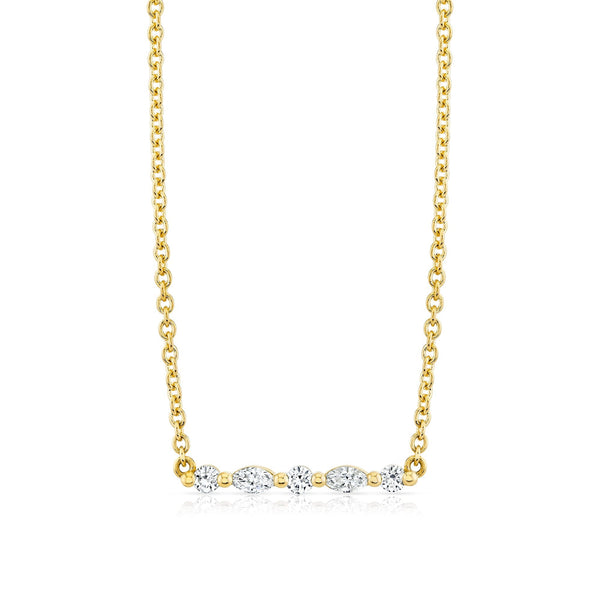 MICHAEL M Fashion Necklaces 18K Yellow Gold Montage Marquise and Round Cut Diamond Bar Necklace P556