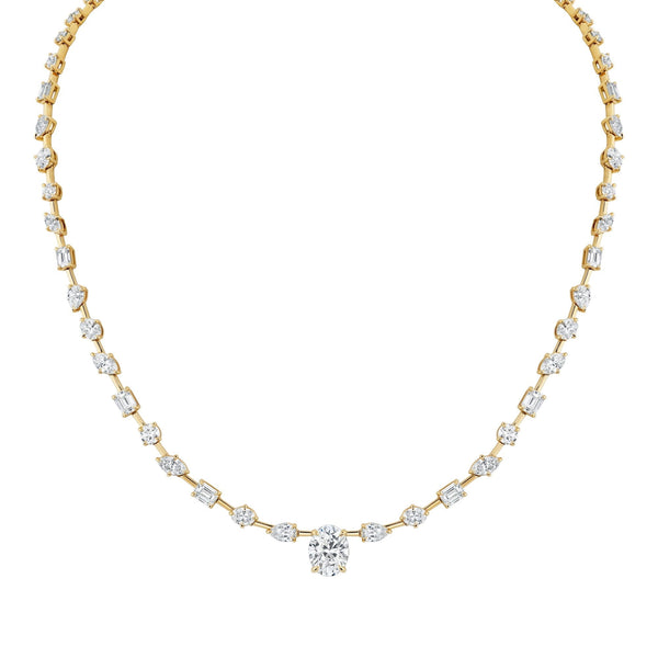MICHAEL M Fashion Necklaces 18K Yellow Gold Montage Oval Diamond Center Riviera Necklace CN362