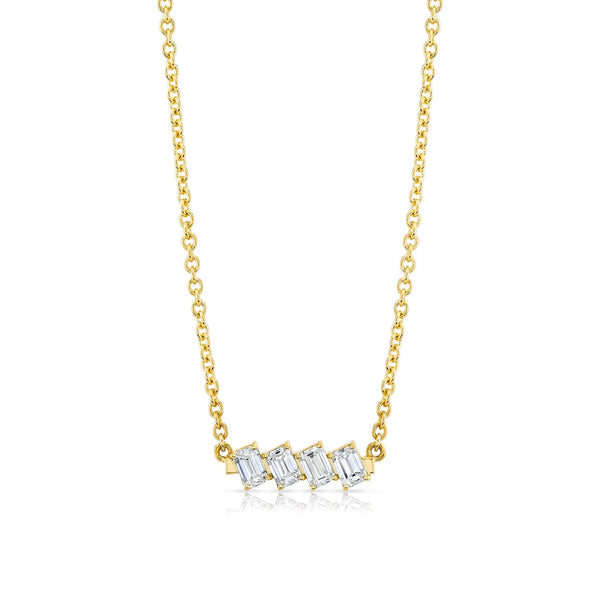 MICHAEL M Fashion Necklaces Montage Emerald Cut Diamond Bar Necklace