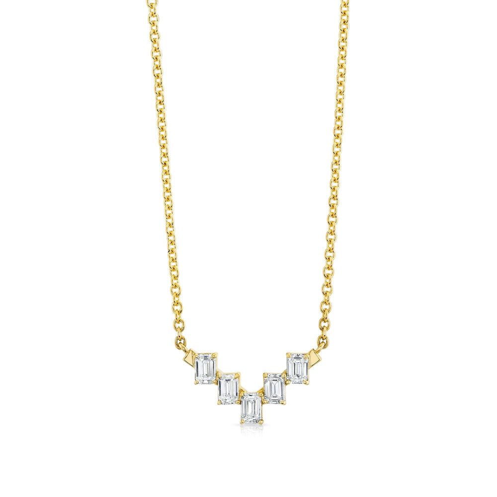Mini Montage Emerald Cut Diamond Chevron Necklace