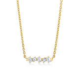 Mini Montage Emerald & Princess Diamond Bar Necklace