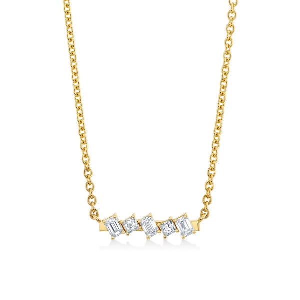 MICHAEL M Fashion Necklaces Montage Emerald & Princess Diamond Bar Necklace