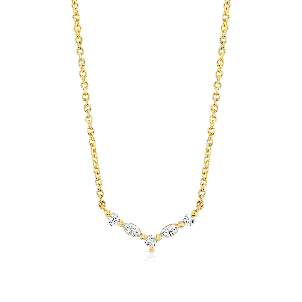 Mini Montage Marquise and Round Cut Diamond Chevron Necklace