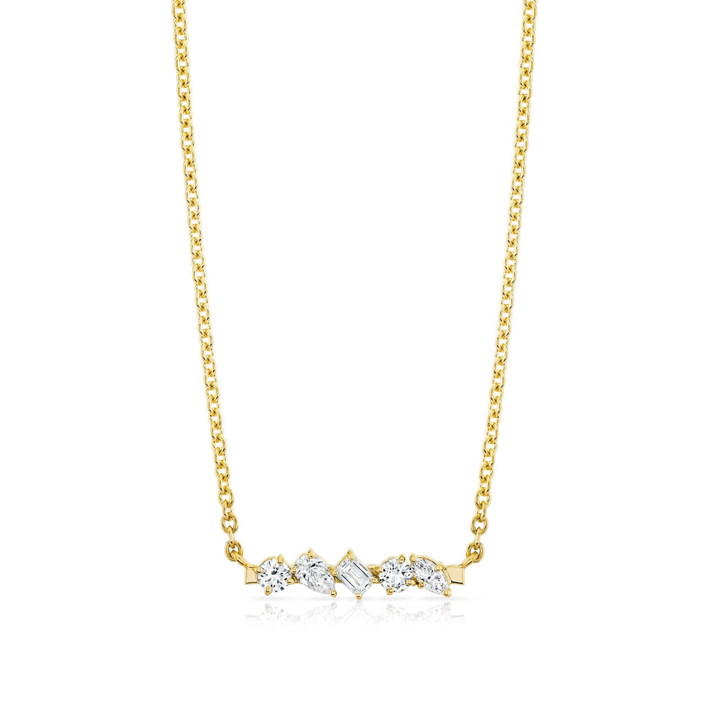 Mini Montage Mixed Cut Diamond Bar Necklace