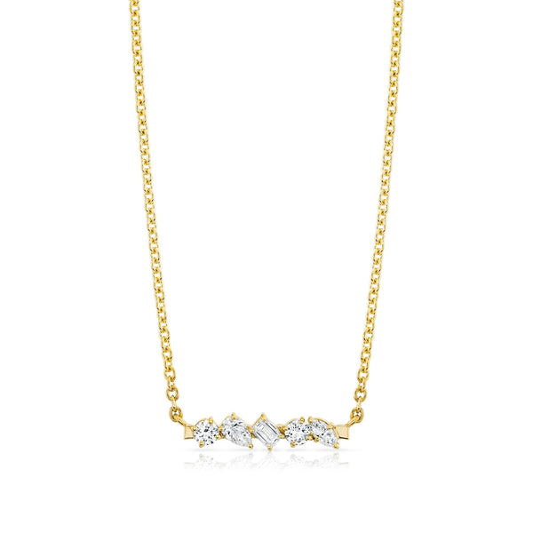 MICHAEL M Fashion Necklaces Montage Mixed Cut Diamond Bar Necklace