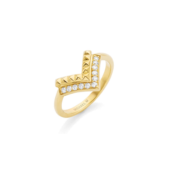 MICHAEL M Fashion Rings 14K Yellow Gold / 4 Tetra Chevon Ring F350