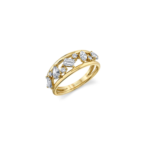 MICHAEL M Fashion Rings 18K Yellow Gold / 4 Montage Double Band Ring B547