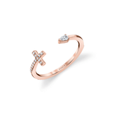 Cross and Teardrop Diamond Ring