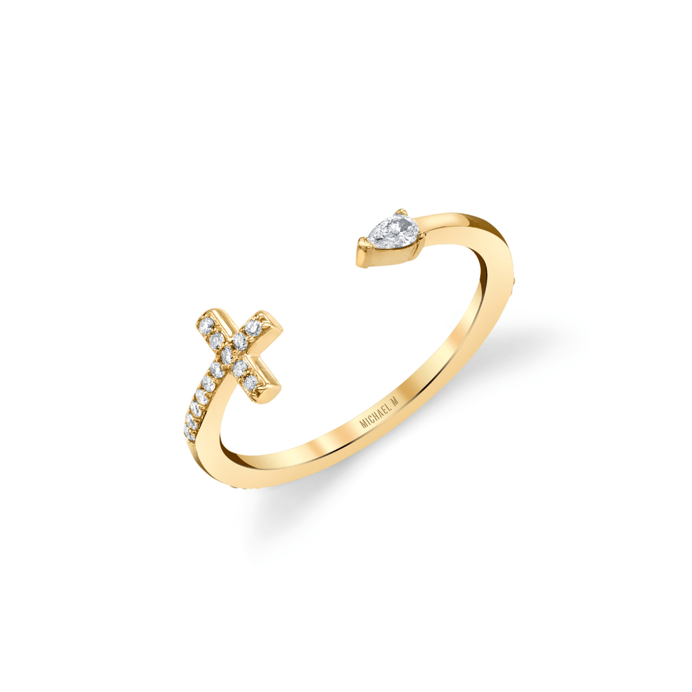 Cross and Teardrop Diamond Ring