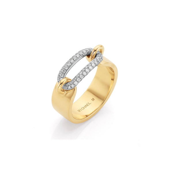 MICHAEL M Fashion Rings Two Tone Luxe Link Pavé Ring