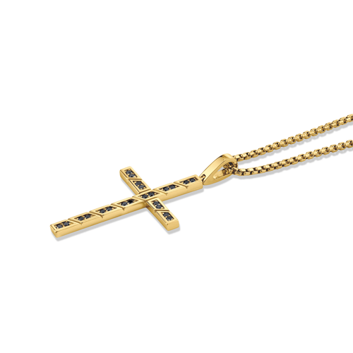 MICHAEL M Men's Box Black Diamond Cross Pendant