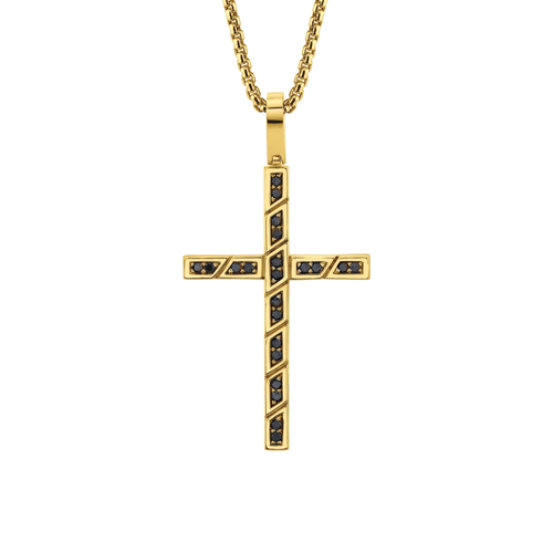 MICHAEL M Men's Box Black Diamond Cross Pendant