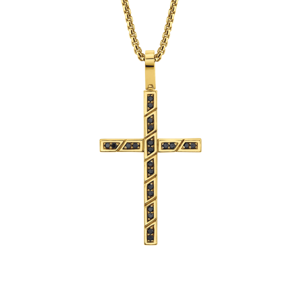 MICHAEL M Men's Box Black Diamond Cross Pendant