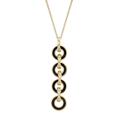 MICHAEL M Necklace 14k Yellow Gold / Black Chroma Arch Drop Pendant P494