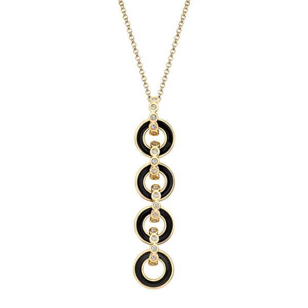 MICHAEL M Necklace 14k Yellow Gold / Black Chroma Arch Drop Pendant P494