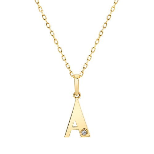 MICHAEL M Necklaces 14K Yellow Gold / A Deco Initial Charm P403A-NC