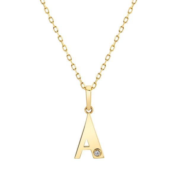MICHAEL M Necklaces 14K Yellow Gold / A Deco Initial Charm P403A-NC