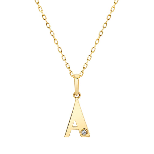 MICHAEL M Necklaces 14K Yellow Gold / A Deco Initial Pendant P403