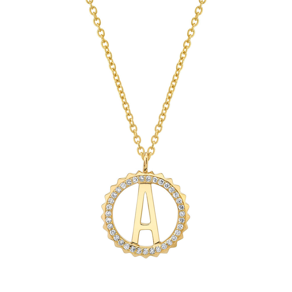 Mini Tetra Pavé Initial Medallion