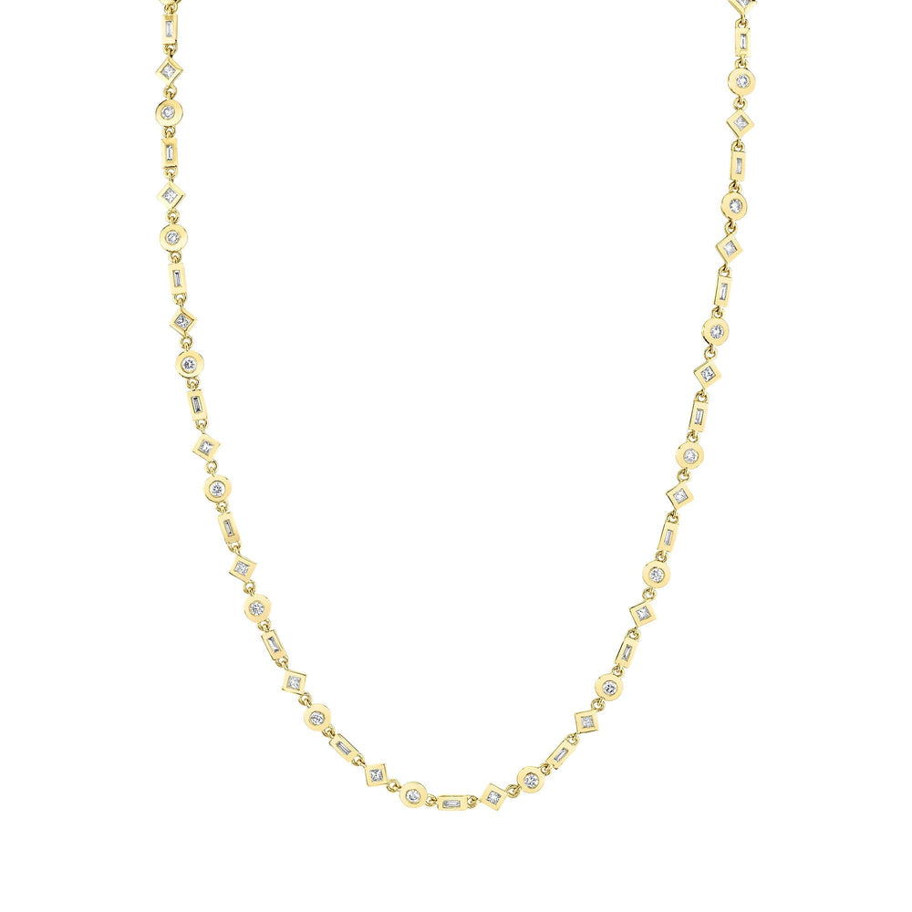 Mixed Shape Bezel Tennis Necklace