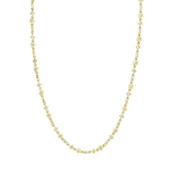 MICHAEL M Necklaces 14K Yellow Gold Mixed Shape Bezel Tennis Necklace CN413YG