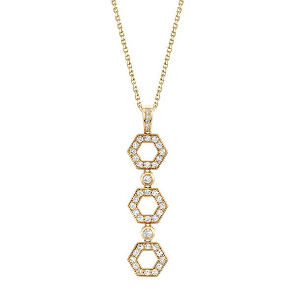 MICHAEL M Necklaces 14K Yellow Gold Pavé Hex Infinity Pendant P506