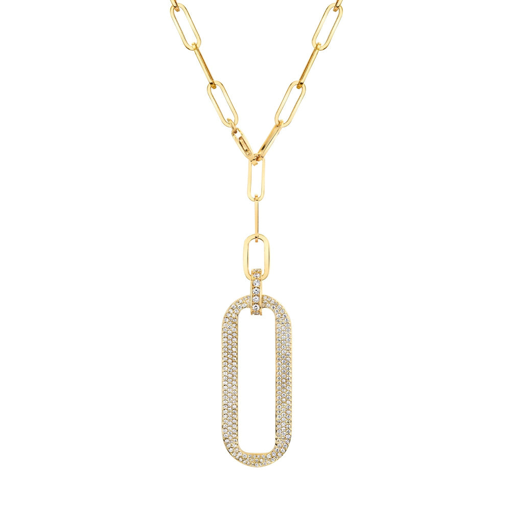 Pavé Longline Link Medallion Lariat